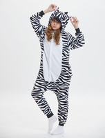 Faschingskostüm Zebra Kigurumi Onesie Pyjamas Kinder Weiß Flanell Lange Overalls Unisex Tier Nachtwäsche Karneval Kostüm