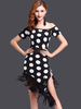Faschingskostüm Zweifarbige Latein Tanz Kleid Fringe Polka Dot Milch Seidenkleid
