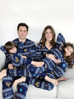 Faschingskostüme Familien Weihnachtspyjamas Weihnachtsmuster Blau Overall Faschingskostüme