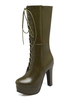 Fashion Stiefel PU mit Schnüren und Blockabsatz