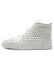 Fashioner Sneaker aus Schafleder mit Ziernieten und Perlen in Weiß