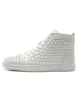Fashioner Sneaker aus Schafleder mit Ziernieten und Perlen in Weiß