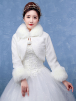 Faux Fur Hochzeit Bolero Elfenbein Langarm Lace Up Hochzeit Jacke