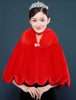 Faux-Pelz-Poncho; der roten Umhang-Winter-Shrug-Brautverschluß Wedding ist; ups