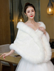 Faux Pelz Stola Hochzeit Wrap Shrug Elfenbein Winter Bridal Shawls