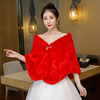 Faux-Pelz-Verpackungs-Hochzeits-roter Schal-Winter-Brautvertuschung