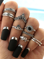 Feiner Ring in SilbernRing im schicken & modischen Style Metall für Kreuzfahrt 8 Stk Set