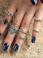 Feiner Ring Ring im altmodischen Stil Metall für Kreuzfahrt 7 Stk Set