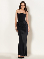 Figurbetonte Kleider Grau Ärmellos Plissee Schick Trägerlos Unregelmäßig Figurbetontes Kleid Etuikleid