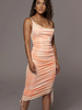 Figurbetonte Kleider Orange; ärmellos; sexy Träger; Halsausschnitt; schmal geschnittenes Kleid; Etuikleid