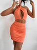 Figurbetonte Kleider Orange; rot; ärmellos; sexy; mit Trägern; Midikleid; Etuikleid