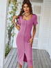 Figurbetonte Kleider Rose Square Neck Casual Short Sleeve Pencil Dress