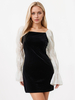 Figurbetonte Kleider Schwarzes eckiger Ausschnitt lässiges langärmliges Bleistiftkleid