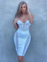 Figurbetonte Kleider Weißer Trägerhals Sexy ärmelloses Bleistiftkleid