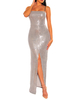 Figurbetontes Kleid Hoch Split Sliver Straps Ausschnitt Sexy Etuikleid Enges Kleid