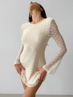 Figurbetontes Kleid mit offenem Rücken und langen Ärmeln Minikleid für Damen 2025