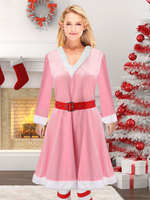 Figurbetontes weihnachtliches rosa Schuhkleid mit Kopfbedeckung Polyester-Ombre-Weihnachtsfeiertage-Kostüme