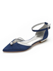 Flache Hochzeitsschuhe Frauen zweiteilige Satin spitze Zehen Brautschuhe mit Perlen