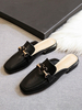 Flache Sandale flache quadratische Zehenpartie PU-Leder-Slipper lässige Slipper-Sandalen