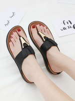 Flache Sandalen der Frau Leder Casual Flip Flops