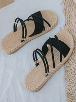 Flache Sandalen für Damen Flache; lässige PU-Damenwohnungen mit offenem Zeh