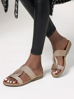 Flache Sandalen für Damen Lässige flache Polyester-Slip-On-Casual-Flats