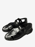 Flache Sandalen für Damen lässige Sandalen aus PU-Leder mit Schnalle und runder Spitze