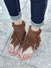 Flache Sandalen für Frau Chic Fransen Flache Terry Quasten Damen Wohnungen