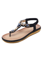 Flache Sandalen für Frau Flaches PU-Leder böhmisch