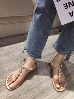 Flache Sandalen für Frau PU Leder Chic Aprikose Lässige flache Sandalen