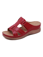 Flache Sandalen für Frau Schnalle Flaches Leder bequem