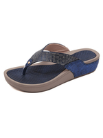 Flache Sandalen für Frau Strass PU-Leder Casual Thong Sandalen