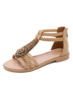 Flache Sandalen für Frauen Bohemian Buckle Flat Artwork Leder
