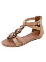 Flache Sandalen für Frauen Bohemian Buckle Flat Leder