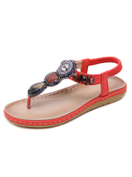 Flache Sandalen für Frauen Ethnisches flaches PU-Leder