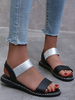 Flache Sandalen für Frauen Flache zweifarbige PU-Leder-Chic-Flats