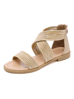 Flache Sandalen für Frauen Flaches metallisches PU-Leder Elegant