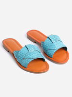 Flache Sandalen für Frauen Flaches PU-Leder Casual Wearable Rubber Slip On Slippers