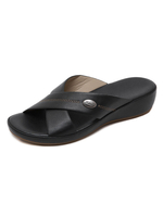Flache Sandalen für Frauen Flaches PU-Leder lässig