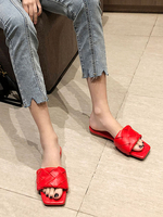 Flache Sandalen für Frauen Leder