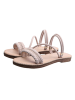 Flache Sandalen für Frauen Lässig gewebtes flaches Micro-Wildleder-Obermaterial