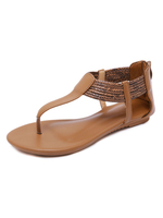 Flache Sandalen für Frauen Lässiges flaches PU-Leder