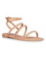 Flache Sandalen für Frauen Nieten PU Leder Fleisch Farbe Sommersandalen