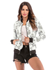 Floral Bomber Jacke Zip Up Langarm Rib Knit Cuff Leichte Varsity Jacke