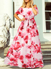 Floral Maxi Kleider aus der Schulter Split Sommerkleid
