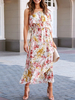 Floral Maxikleider eine Schulter Rüschen Chiffon-Sommer-Kleid