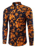 Floral Print Shirt Multicolor lässig Baumwollhemd für Männer