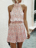 Floral Romper Shorts Ärmelloser Sommerspielanzug mit geradem Bein