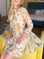 Floral Skater Kleider Ärmel Fit und Flare Kleid