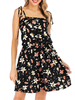 Floral Summer Dress Rückenloses schwarzes kurzes Strandkleid